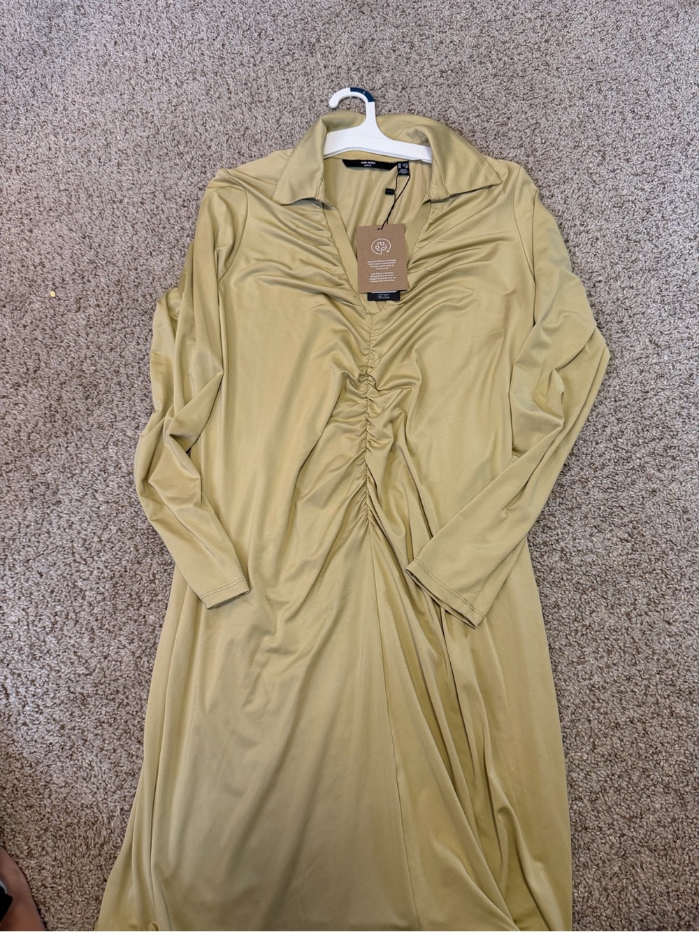 ASOS Olive Green Long Sleeve Ruched Front Shirt Dress